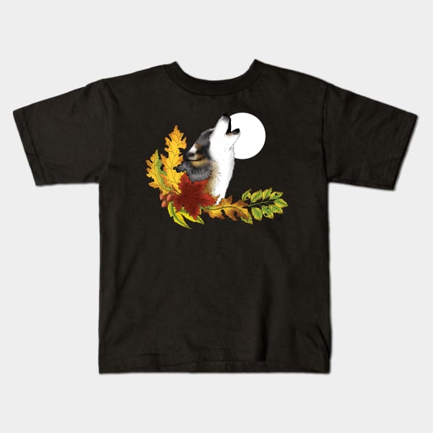 Wolf Harvest Howl Kids T-Shirt by tigressdragon